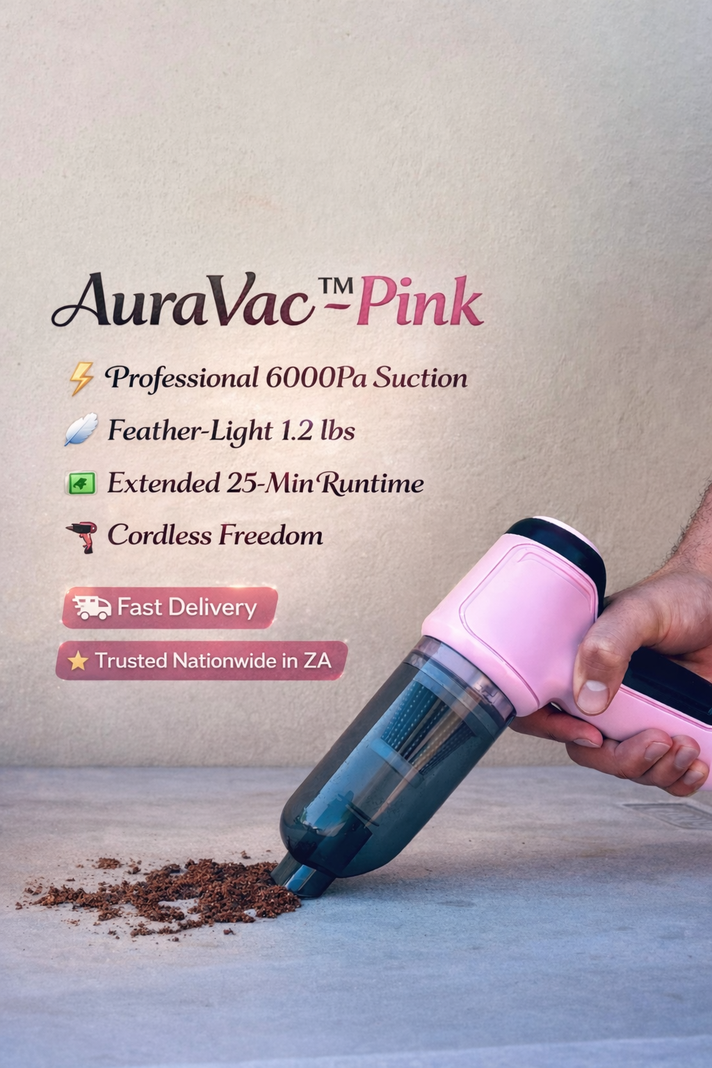 AuraVac™-pink[Portable Hand-Held Vacuum]